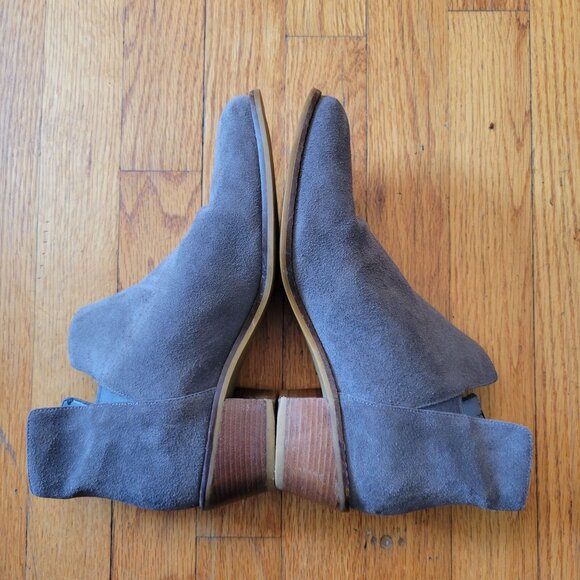 Cole Haan 7.5 B Gray Leather Slip On Heeled Booties Shoes USA Western Yellowston - Picture 5 of 7